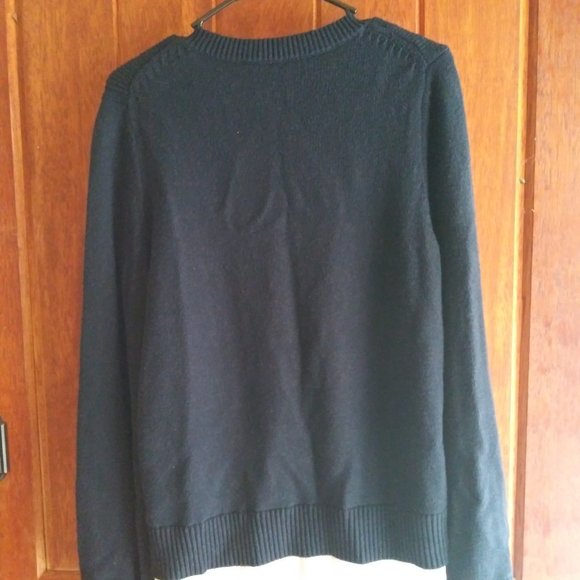 Simply Vera, Vera Wang - Navy Layered Lace Up Ribbed Sweater - Picture 5 of 7